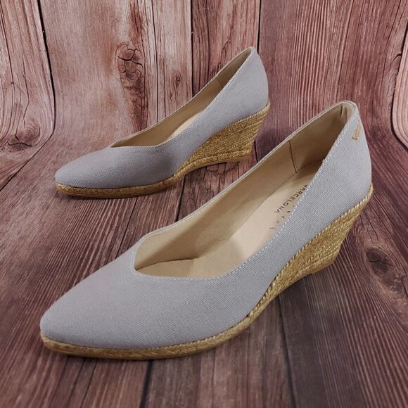 Viscata Barcelona Roses Womens Size 40 US 9 Espadrilles Ash Canvas Wedges Pumps - Picture 1 of 15